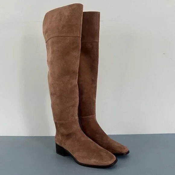 Antonio Melani Rilee Brown Suede Over The Knee Tall Dress Boots - Picture 3 of 11